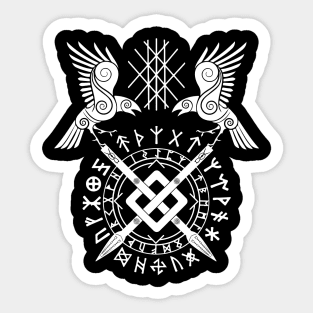 Twin Ravens of Odin | Norse Pagan Symbol Sticker